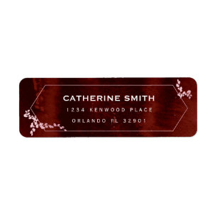 Rustic Burgundy Geometric Pink Floral Address Return Address Label