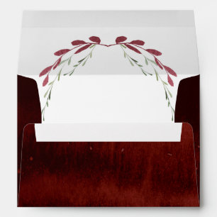 Rustic Burgundy Geometric Pink Floral Wedding Envelope
