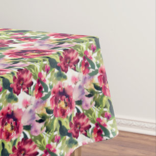 Rustic burgundy greenery spring roses  tablecloth