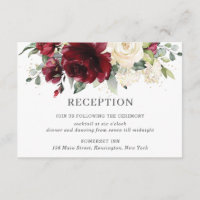 Rustic Burgundy Ivory Floral Wedding Reception