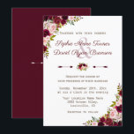Rustic Burgundy Marsala Floral Wedding Invitation<br><div class="desc">Elegant invitation suite featuring charming marsala,  watercolor floral corners,  heart arrows with a floral bouquet as a divider,  beautiful fonts. Use Customise tool to add your info. For more,  please,  visit my Elegant Marsala Floral Invitations Suite.</div>
