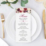 Rustic Burgundy Marsala Red Floral Wedding Menu<br><div class="desc">Rustic Burgundy Marsala Red Floral Wedding Menu Card. 
(1) For further customisation,  please click the "customise further" link and use our design tool to modify this template. 
(2) If you need help or matching items,  please contact me.</div>