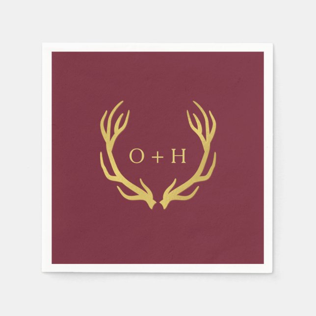 Rustic Burgundy Marsala Wedding Paper Napkin (Front)