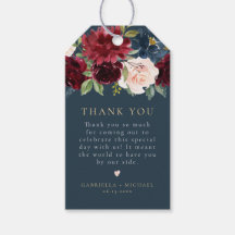 Rustic Burgundy & Navy Blue Floral Thank You Favou