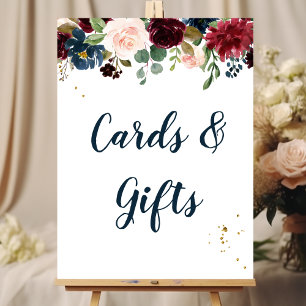 Rustic Burgundy Navy Blue & Red Beauty Flowers Poster