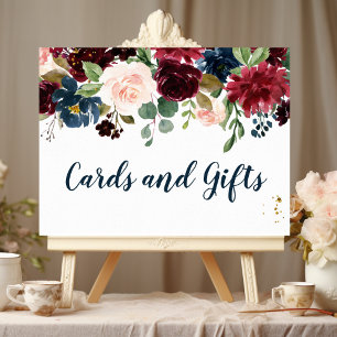 Rustic Burgundy Navy Blue & Red Beauty Flowers  Poster