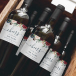 Rustic Burgundy Navy Blue & Red Beauty Flowers  Wine Label<br><div class="desc">Rustic Burgundy Navy Blue & Red Beauty Flowers</div>