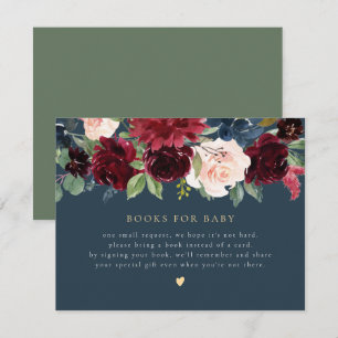 Rustic Burgundy & Navy Floral Books for Baby Card
