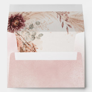 Rustic Burgundy Pampas Floral Fall Wedding Envelope