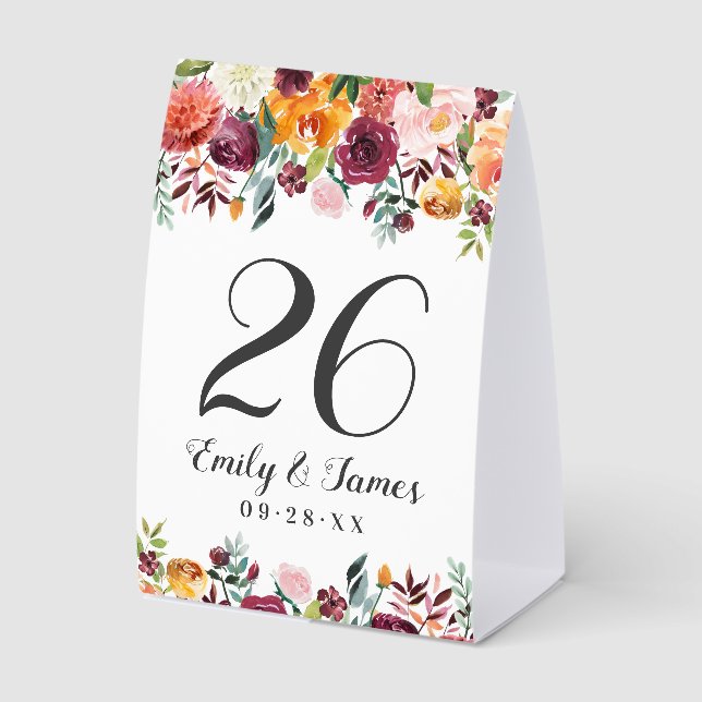 Rustic Burgundy Pink Fall Floral Wedding Monogram (Front)