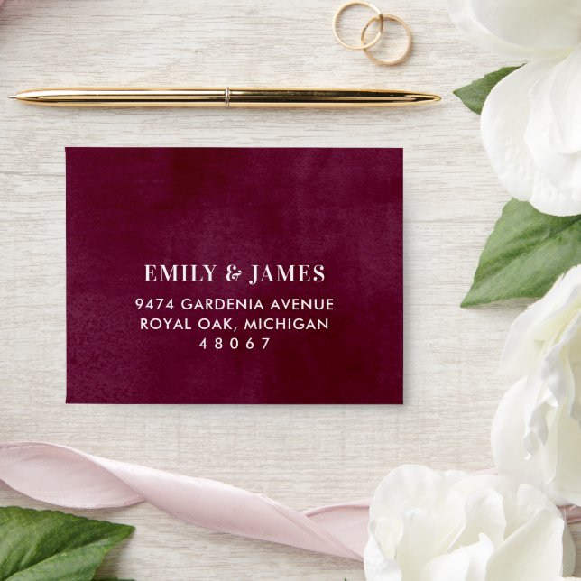 Rustic Burgundy Pink Floral RSVP Wedding Envelope (Wedding)