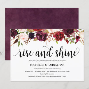 Rustic Burgundy Post Wedding Brunch Invitation