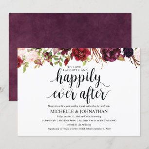 Rustic Burgundy Post Wedding Brunch Invitation