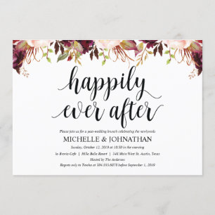 Rustic Burgundy Post Wedding Invitation Card