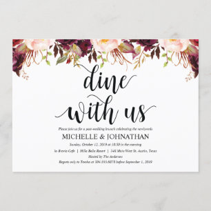 Rustic Burgundy Post Wedding Invitation Cards