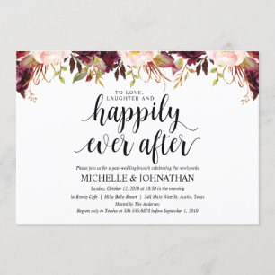 Rustic Burgundy Post Wedding Invitation Cards