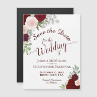 Rustic Burgundy & Red Floral Wedding Save the Date