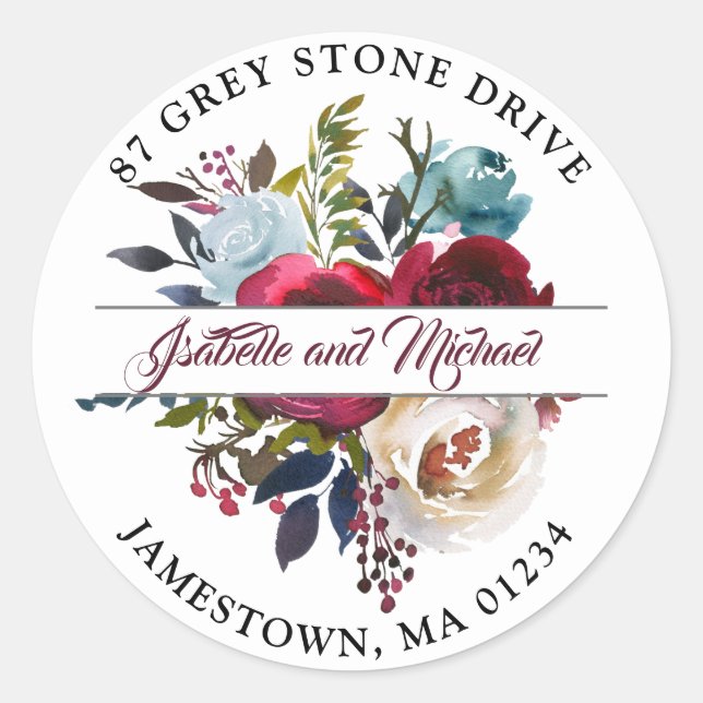 Rustic Burgundy Red Return Address Label (Front)