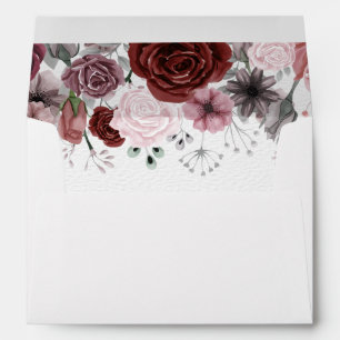 Rustic Burgundy Watercolor Floral Envelopes