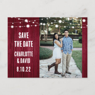 Rustic Burgundy Wedding Save The Date Photo Announcement Postcard