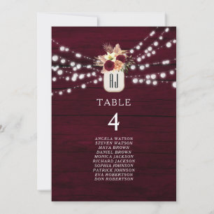 Rustic Burgundy Wedding Seating Chart
