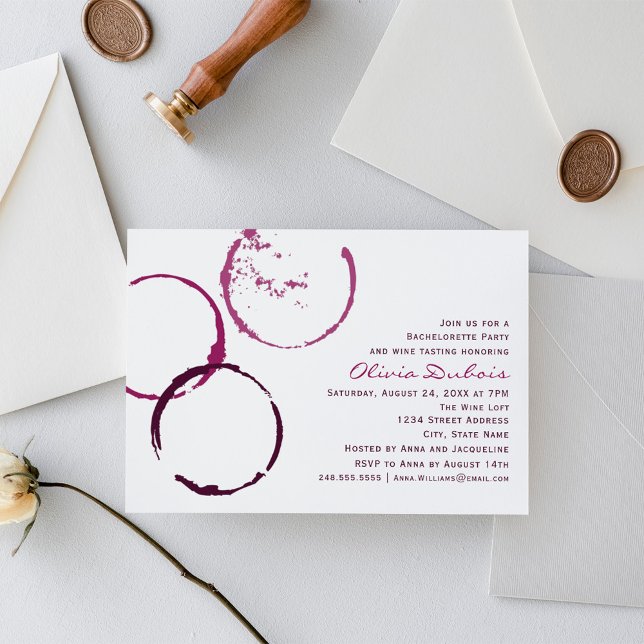 Rustic Burgundy Wine Stain Wedding Bachelorette Invitation (Creator Uploaded)