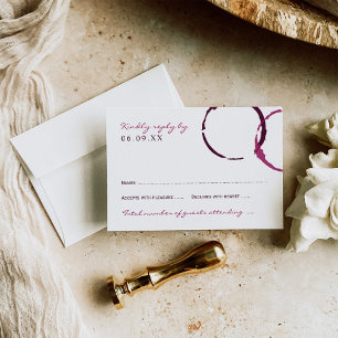 Rustic Burgundy Wine Stain Wedding RSVP Card