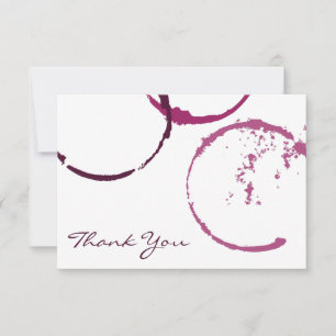 Rustic Burgundy Wine Stain Wedding Thank You Card