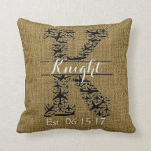 Rustic Burlap Aeroplane Split Monogram "K"
