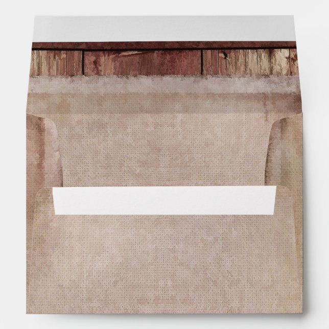 Rustic Burlap and Barn Wood Country Wedding Envelopes (Back (Bottom))