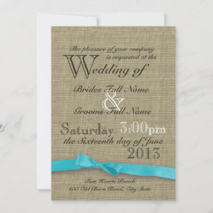 Rustic Burlap and Bow Country Wedding Invitation