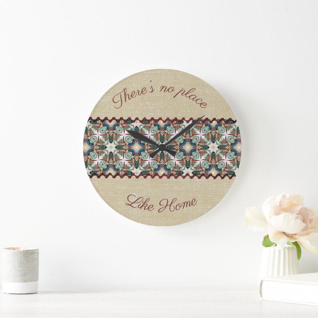 Rustic burlap and flowers large clock (Home)