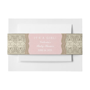 Rustic Burlap and Lace Invitation Belly Band