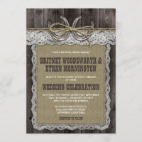Rustic Burlap and Lace Wedding Invitations