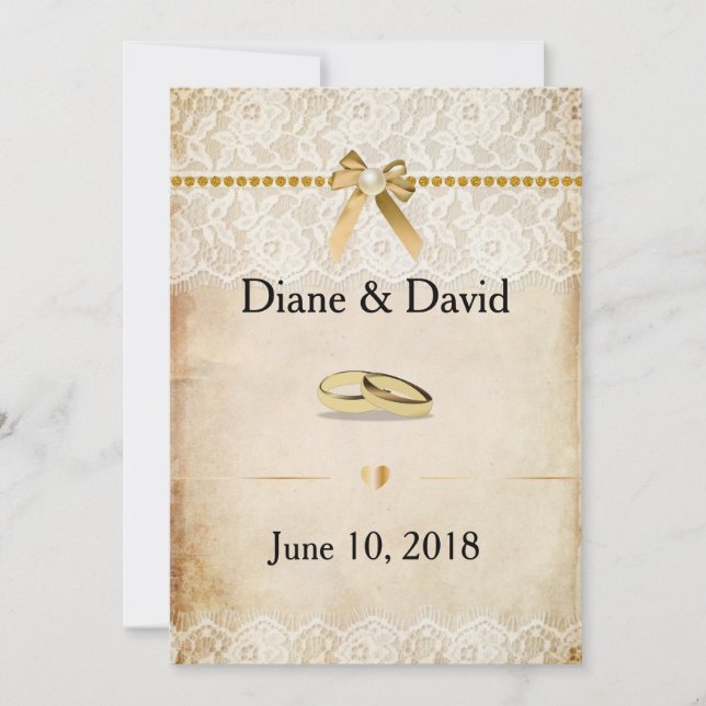 Rustic Burlap and Lace Wedding Invitations (Front)