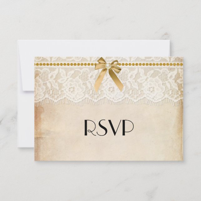 Rustic Burlap and Lace Wedding RSVP (Front)