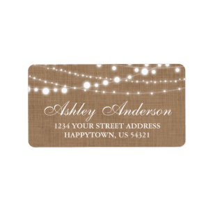 Rustic Burlap and String Lights Label