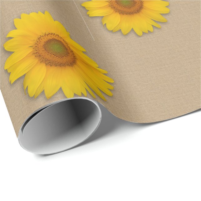 Rustic Burlap and Sunflower Country Wrapping Paper (Roll Corner)