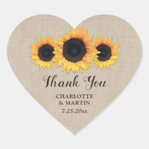 Rustic Burlap and Sunflower Wedding Favour Sticker