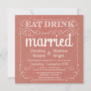 Rustic Burlap Apricot Wedding Invitations
