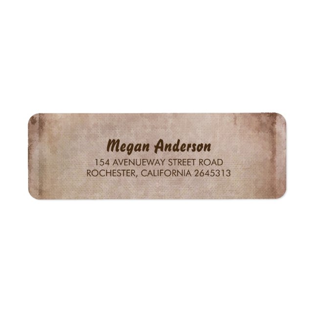 Rustic Burlap Barn Wedding Return Address Label (Front)