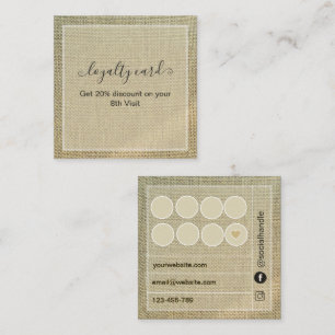 Rustic Burlap Beige Linen  Loyalty Card