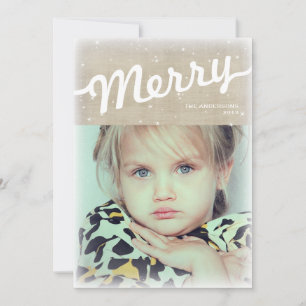 Rustic Burlap Big Merry Christmas Photo Card