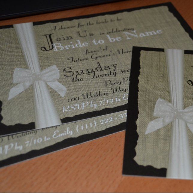 Rustic Burlap Bow Bridal Shower Invitation (Creator Uploaded)