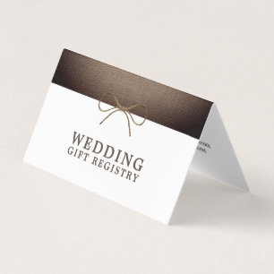 Rustic Burlap Bow With Photo Gift Registry Card