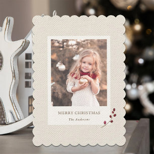 Rustic Burlap Christmas Holiday Photo Card