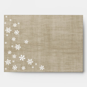 Rustic Burlap Christmas Snowflake Holiday Envelope
