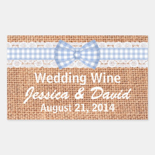 Rustic Burlap Country Wedding Mini Wine Label