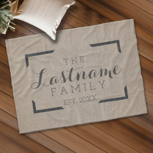 Rustic Burlap - Custom Family or Wedding Sign Fleece Blanket