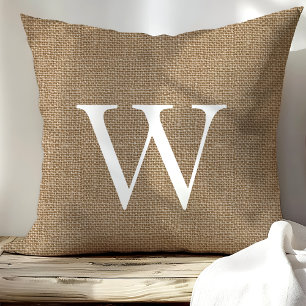 Rustic Burlap Custom Monogrammed Throw Pillows
